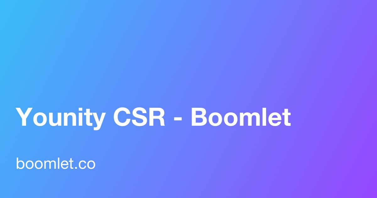 Youinity Boomlet CSR | Younity Initiatives